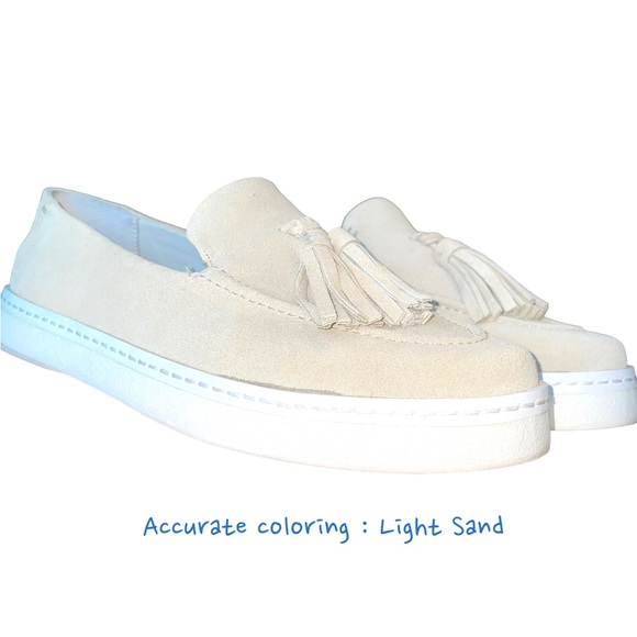 FRANCO SARTO | Beige Sand Suede Tassel Slip On Sneakers Loafers | 7 - Picture 2 of 12
